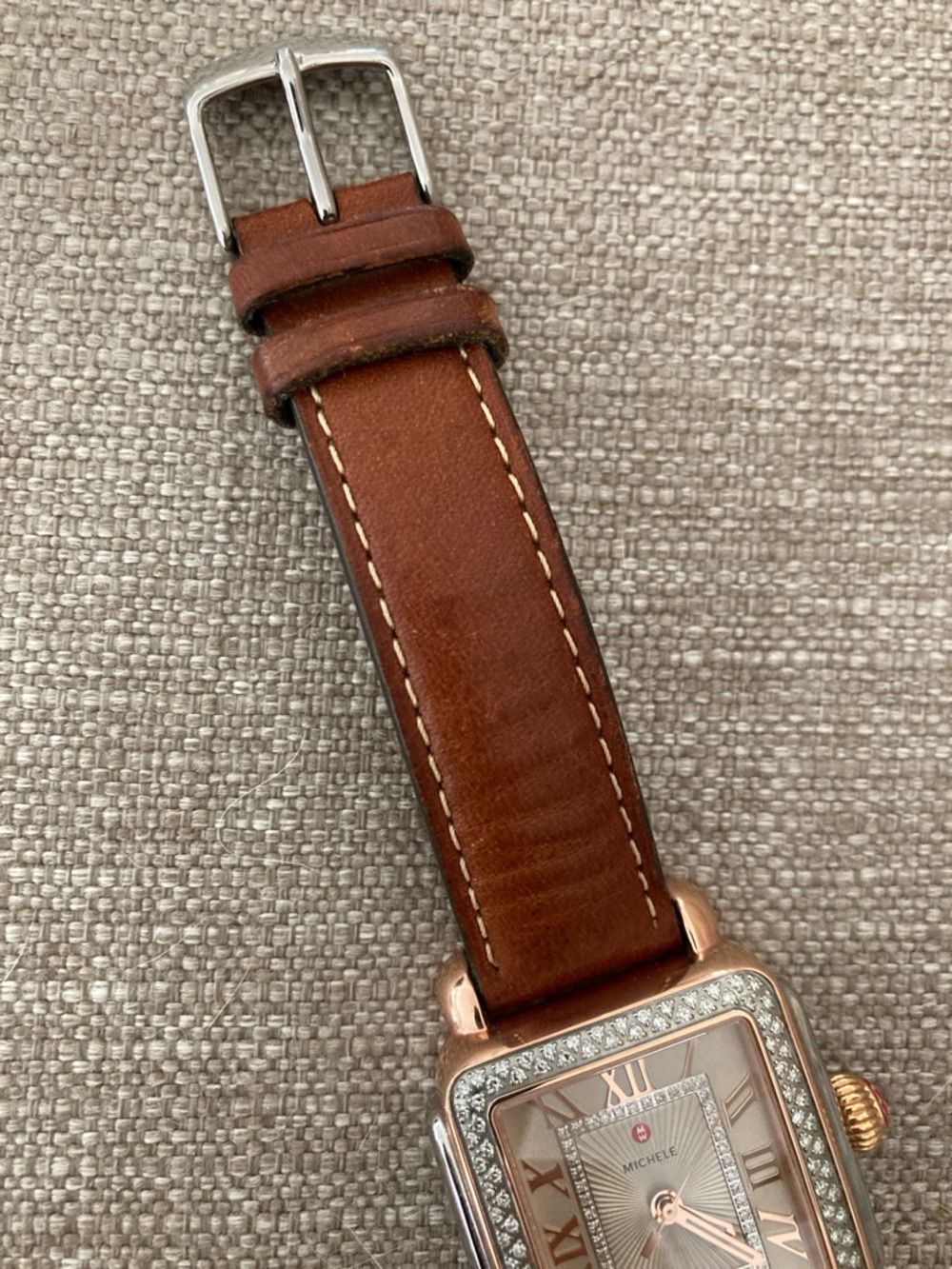 Michele Deco Madison Rose Gold-Tone Diamond Accent Square Watch - Picture 6 of 8